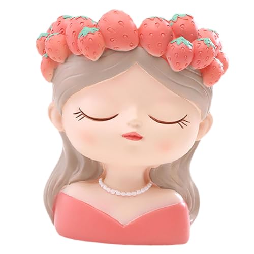 ＡＷＨＡＯ Mini Übertopf Aus Resin mit Meditierendem Mädchen, Schreibtisch Organizer, Bürodekor mit Drainageloch, Style B von ＡＷＨＡＯ