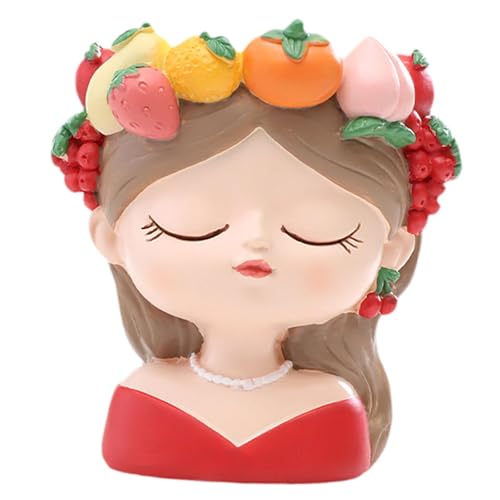 ＡＷＨＡＯ Mini Übertopf Aus Resin mit Meditierendem Mädchen, Schreibtisch Organizer, Bürodekor mit Drainageloch, Style D von ＡＷＨＡＯ