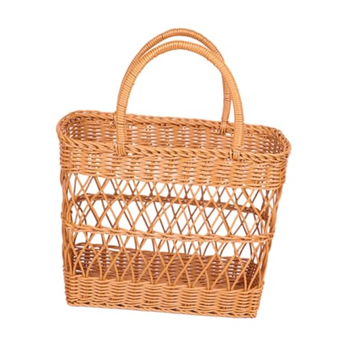 AWHAO Picknickkorb mit Griffen aus Rattan-Imitation zur Aufbewahrung von Obst und Dekorationselementen, 32 cm X 14.5 cm X 40 AWHAO Picknickkorb mit Griffen aus Rattan-Imitation zur Aufbewahrung von Obst und Dekorationselementen, 32 cm X 14.5 cm X 40 von AWHAO