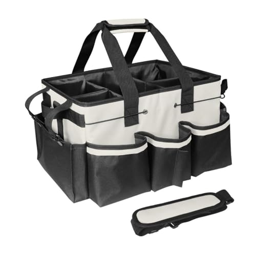 AWHAO Reinigungswerkzeugtasche Aufbewahrungstasche Werkzeugtasche Und Tragetasche für Verschleißfest mit Netzfächern für Hausfrauen Und Pro, Schwarz-weiss AWHAO Reinigungswerkzeugtasche Aufbewahrungstasche Werkzeugtasche Und Tragetasche für Verschleißfest mit Netzfächern für Hausfrauen Und Pro, Schwarz-weiss von AWHAO