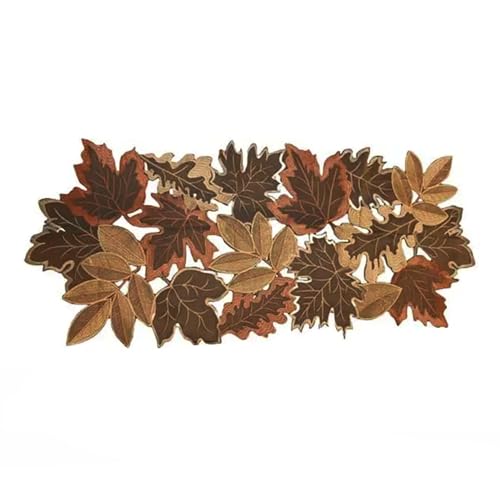 ＡＷＨＡＯ Tischläufer Tischdecke Mitteldecke Herbstdeko mit Detailreicher Ahornblatt Stickerei in Durchbrochenem Stil für Erntedankfest Und Herbstliche Anlässe, 40x85cm von ＡＷＨＡＯ