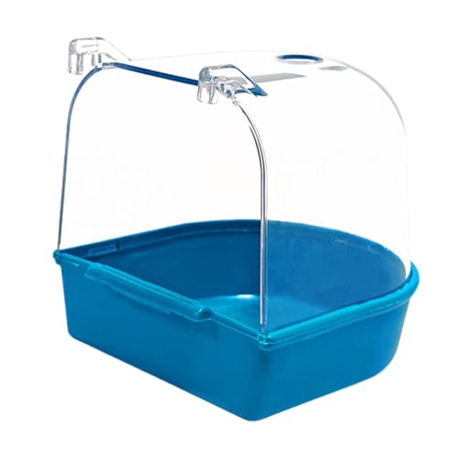 ＡＷＨＡＯ Vogelbadebox mit Haken, Haustierbadebox, Papageienkäfigzubehör, Duschkabine, Vogelbad, Blau von ＡＷＨＡＯ
