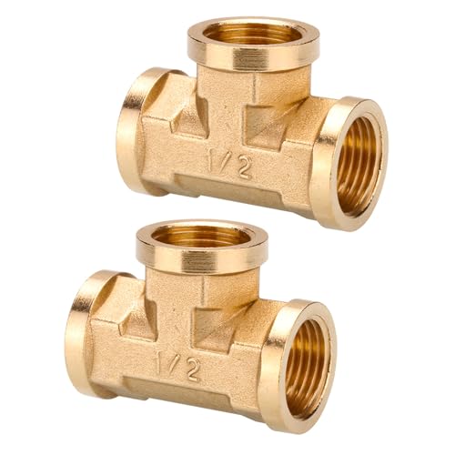 2 Stück massive Messing-Tees Verbinder erosionsbeständige Rohrverschraubung Druckrohre Adapter für Sanitärsysteme Messing-T-Stücke 2 Stück massive Messing-Tees Verbinder erosionsbeständige Rohrverschraubung Druckrohre Adapter für Sanitärsysteme Messing-T-Stücke von AWJUWHBJ