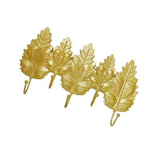 AWJUWHBJ Rostbeständiger Wandhaken mit goldenen Blättern, robuste Metallhalterung für Eingangsbereich, Schrank, Organisation, dekorativer Kleiderbügel, dekorativer Eisen-Wandhaken von AWJUWHBJ