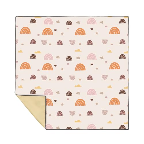 Große 130 x 130 cm Baby-Fußmatte mit einzigartigem Muster, rutschfeste Silikon-Unterseite für einfache Reinigung, extra große Hochstuhl-Matte von AWJUWHBJ