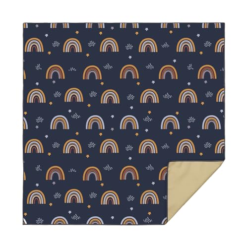 Große 130 x 130 cm Baby-Fußmatte mit einzigartigem Muster, rutschfeste Silikon-Unterseite für einfache Reinigung, extra große Hochstuhl-Matte von AWJUWHBJ