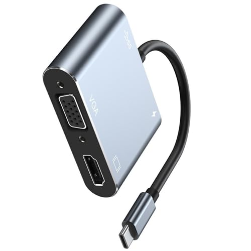 Kompatibler USB-C-auf-VGA-Konverter, schnelles Aufladen und 5 Gbit/s Datenübertragung für Laptops, Tablets, Smartphones, Aluminium-Design, USB-C-auf-VGA-Adapter Kompatibler USB-C-auf-VGA-Konverter, schnelles Aufladen und 5 Gbit/s Datenübertragung für Laptops, Tablets, Smartphones, Aluminium-Design, USB-C-auf-VGA-Adapter von AWJUWHBJ
