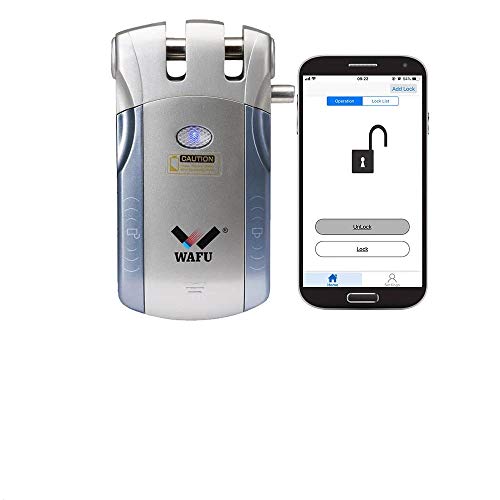 Smart Türschloss - Keyless 433MHz Intelligentes Schloss Fernbedienungsschloss,Sicherheit Unsichtbar für iOS Android APP Entriegelung mit 4 Remote-Schlüsseln (set 2, sliver) von AWKAQUN