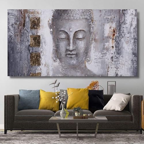 AWKFHF Abstrakte Buddha Bilder Leinwand Malerei Poster Kunstdruck Wohnzimmer Schlafzimmer Wand Deko (80X160CM,ohne Rahmen) von AWKFHF