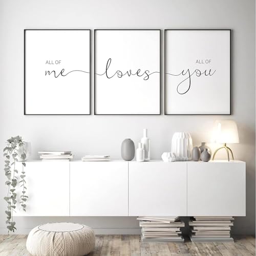 AWKFHF All of Me Loves All of You Bilder Paar-Zitate Leinwandbild Poster Kunstdruck Wohnzimmer Deko Schlafzimmer Bilder Wanddekoration - ohne Rahmen (3X40X60CM,ohne Rahmen) von AWKFHF