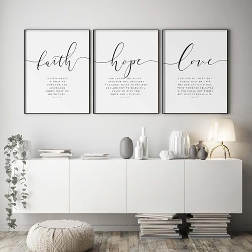 AWKFHF Faith Hope Love Bilder,Leinwandbild Poster Kunstdruck Wohnzimmer Deko Schlafzimmer Bilder Wanddekoration - ohne Rahmen (3X30X40CM,ohne Rahmen) von AWKFHF