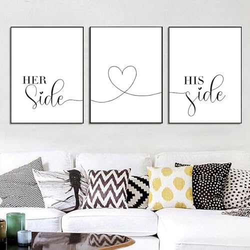 AWKFHF Liebesherz Strichzeichnung Familien Sweet Home Schwarz-Weiß Leinwand Bilder Poster Kunstdruck Wohnzimmer Schlafzimmer Wand Deko(Kein Rahmen) (Minimalist-07,3X60X80CM) von AWKFHF