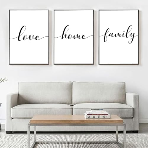 AWKFHF Love Family Bilder,Abstract Schwarz Weiß Minimalist Leinwandbild Poster Kunstdruck Wohnzimmer Deko Schlafzimmer Bilder Wanddekoration (3X60X80CM,ohne Rahmen) von AWKFHF