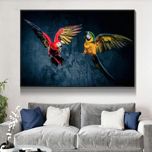 AWKFHF Vögel Papageien Wilde Tiere Bilder,Leinwandbild Poster Kunstdruck Wohnzimmer Deko Schlafzimmer Bilder Wanddekoration (70X100CM,ohne Rahmen) von AWKFHF