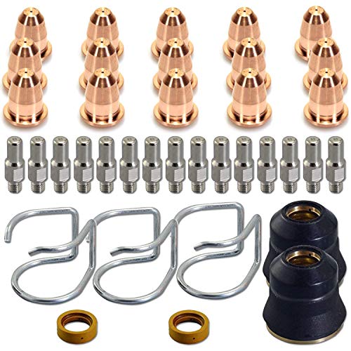 AWLOLWA 37 Stück Plasmaschneider Taschenlampe S45 Zubehör Kit PR0010 Elektroden PD0116-08 Düsenspitzen Abstandshalter Führung Haltekappe Gasdiffusor CV0010 Verbrauchsmaterialien für S45 Taschenlampe von AWLOLWA