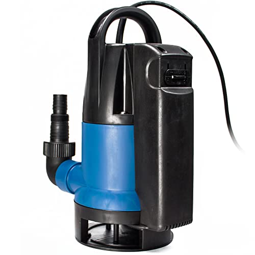 AWM Tauchpumpe Flachsaugend Gartenpumpe Wasserpumpe, 400 Watt, Schmutzwasser, 10 m Rundkabel, Förderhöhe 5 m, Fördermenge 8000l/h, AM-400-TS von AWM