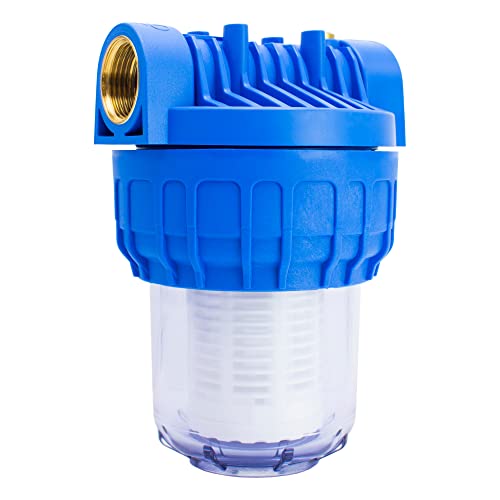 AWM Vorfilter 5" - 3500 L/h Wasserfilter Hauswasserwerk Pumpenfilter Hauswasserfilter max. 8 bar, 1" IG Messingbuchsen - Made in Italy (Premium Qualität) von AWM