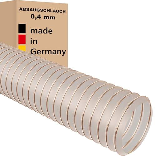 Absaugschlauch 0,4 mm - 120 mm / 5 m transparent für Absauganlage Spiralschlauch schwer entflammbar Stahldrahteinlage Flexschlauch Made in Germany von AWM