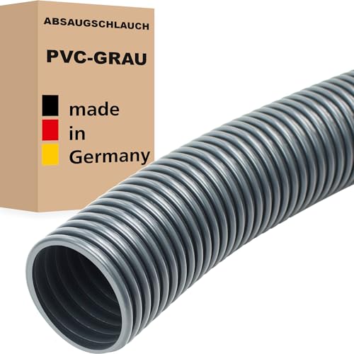 Absaugschlauch GRAU PVC Saugschlauch Spiralschlauch Flexschlauch leicht & flexibel Made in Germany (38 mm, PVC, 5 m) von AWM