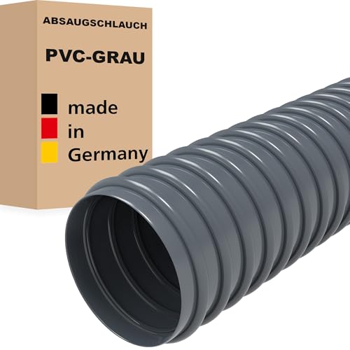 Absaugschlauch GRAU PVC Saugschlauch Spiralschlauch Flexschlauch leicht & flexibel Made in Germany (60 mm, PVC, 10 m) von AWM