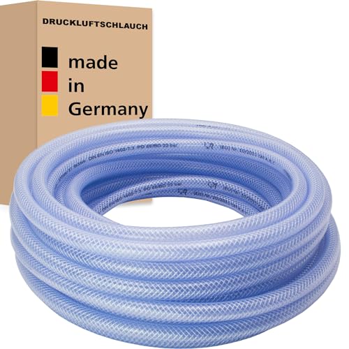 Druckluftschlauch Transparent Druckschlauch Luftschlauch Lebensmittelschlauch Gewebeschlauch Kompressorschlauch Wasserschlauch - Made in Germany (25 x 4 mm (1"), 50 m) von AWM