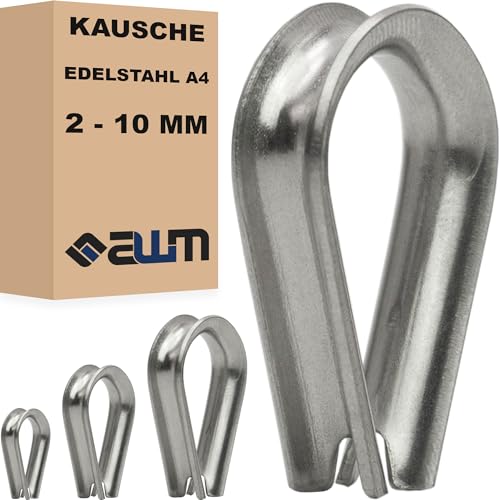 Edelstahl Kauschen Seilkauschen Kausche Drahtseilkauschen V4A AISI 316 Drahtseil Edelstahlseil Zubehör (8mm - 20x) von AWM