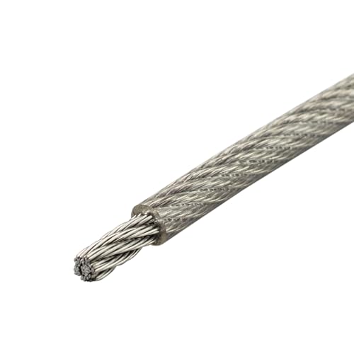 Edelstahl Seil 7x7 PVC-Ummantelt Drahtseil Edelstahlseil VA4 INOX316 Rostfrei Stahlseil Edelstahldrahtseil Geländerseil (4/5 mm - 45 Meter) von AWM