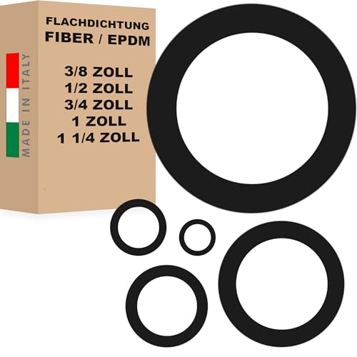 Flachdichtung 2 mm für 3/8" 1/2" 3/4" 1" 1 1/4" Fiberdichtung/EPDM Gummi Dichtung O-Ring Sanitär Solar Hauswasserwerk (1" - EPDM-Dichtung - 50 Stück) von AWM