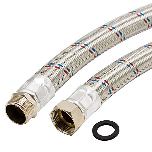 Hauswasserwerk Edelstahl Flexschlauch 1 Zoll Panzerschlauch Sanitär (ÜM x AG - 70 cm) von AWM