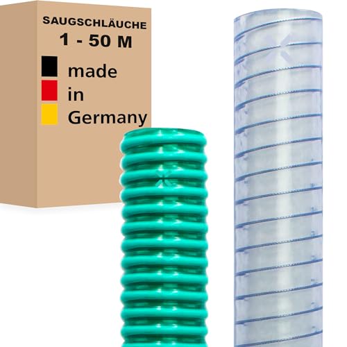 Saugschlauch Spiralschlauch Pumpenschlauch Förderschlauch Wasserschlauch Druckschlauch - Made in Germany (12 mm - Meterware, Saugschlauch - Transparent) von AWM