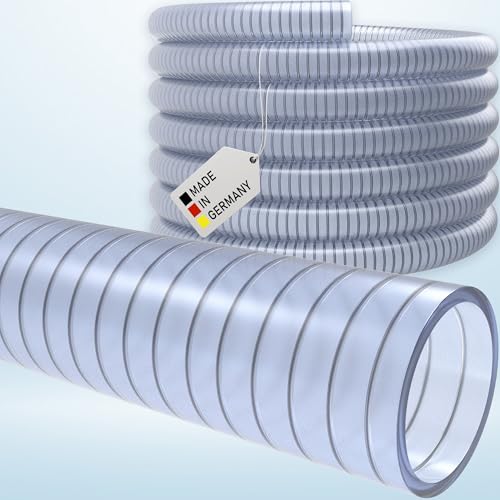 Saugschlauch Spiralschlauch Pumpenschlauch Förderschlauch Wasserschlauch Druckschlauch - Made in Germany (13 mm (1/2") - 25 Meter, Saugschlauch - Transparent) von AWM
