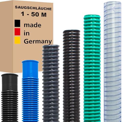 Saugschlauch Spiralschlauch Pumpenschlauch Förderschlauch Wasserschlauch Druckschlauch Poolschlauch - Made in Germany (32 mm (1 1/4") - 1,5 Meter, Poolschlauch - Blau) von AWM