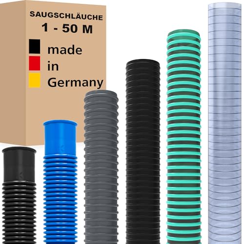 Saugschlauch Spiralschlauch Pumpenschlauch Förderschlauch Wasserschlauch Druckschlauch Poolschlauch - Made in Germany (40 mm - Meterware, Saugschlauch - Grau) von AWM