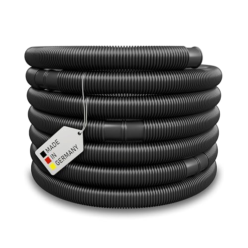 Schwimmbadschlauch Ø 38mm Saugschlauch Poolschlauch Solarschlauch Pumpenschlauch mit Muffen Made in Germany (28,5 m, Schwarz) von AWM
