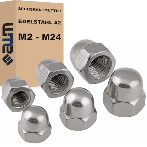 Sechskantmuttern Hutmutter DIN 1587 Edelstahl V2A 304 Hutmuttern hohe Form Muttern (25, M16) von AWM