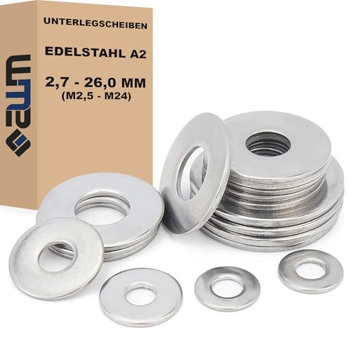 Unterlegscheiben DIN 125 Form-A Edelstahl V2A AISI 304 (rostfrei) Beilagscheiben (50, 13,0 mm = M12) von AWM