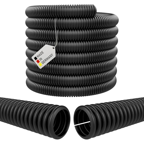 Wellrohr Wellschlauch Solar Elektro Leerrohr Kabel Schutz Rohr Isolierrohr Marderschutz (NW 10 / geschlitzt (offen) - 50 m) von AWM