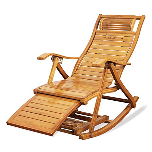 AWMCXQRA Klappbarer Liegestuhl, verstellbare Sonnenliegen, Bambus-Freizeitstuhl mit Fu-Charakter, Sonnenliege, für Balkon, Garten, Rasen, Schaukelstuhl (Farbe: Stil 1) von AWMCXQRA