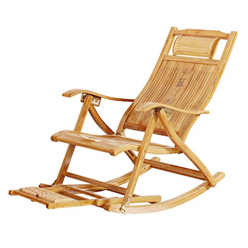 AWMCXQRA Klappbarer Liegestuhl, verstellbare Sonnenliegen, Bambus-Freizeitstuhl mit Fu-Charakter, Sonnenliege, für Balkon, Garten, Rasen, Schaukelstuhl (Farbe: Stil 6) von AWMCXQRA