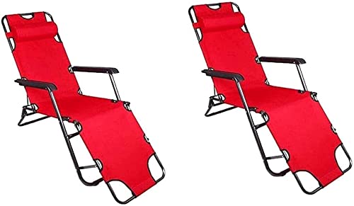 AWMCXQRA Klappstuhl, Sonnenliege, Gartenstühle, 2er-Set, zusammenklappbar, Sonnenliege, Outdoor-Klappstuhl, Liegestuhl (Farbe: Rot) von AWMCXQRA
