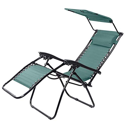 AWMCXQRA Outdoor-Liegestuhl mit Baldachin, Schwerelosigkeit, Terrassenliege, zusammenklappbar, Liegestuhl, Garten, Strand, Rasen, Camping, tragbarer Stuhl, Unterstützung, 200 kg (Farbe: Weiß) von AWMCXQRA