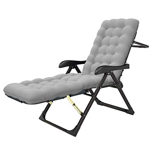 AWMCXQRA W Happy Relaxsessel für Balkon, Büro, Grau, extra breit, Liegestuhl für Erwachsene, robuster Metall-Klappstuhl, Liegestühle, Zero Gravity Stuhl, Sonnenliege von AWMCXQRA