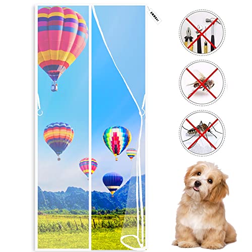 Fliegengitter Balkontür 130 x 215 cm Magnetischer Fliegenvorhang Moskitonetz, Auto Schließen, magnetische Adsorption, für Türen/Patio Weiß von AWMDer