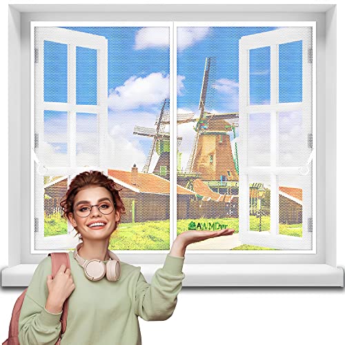 Insektenschutz Fliegengitter Fenster, 110 x 130 cm Magnet Moskitonetz Tür Insektenschutz Fliegenschutzvorhang, Automatisch Verschließen - Weiß von AWMDer