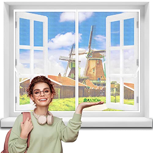 Magnet Fliegengitter Fenster 135 x 130 cm Balkontür Fliegengitter Tür Dachfenster Insektenschutz Ohne Bohren für Balkontür Wohnzimmer Terrassentür - Weiß von AWMDer