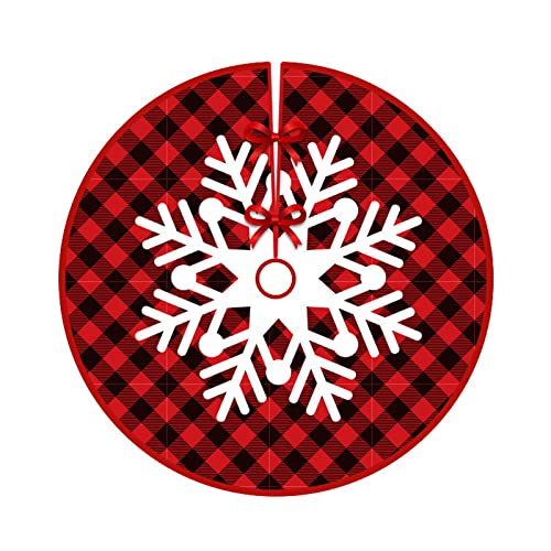 AWOCAN 89,9 cm roter und schwarzer karierter Weihnachtsbaumrock für Urlaub, Weihnachtsdekoration, Neujahr, Weihnachten, Partyzubehör (B) von AWOCAN