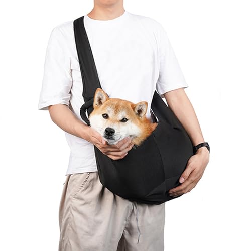 AWOCAN Dog Sling Carrier, Verstellbarer Riemen/Reißverschlusstasche/Tasche Schulterpolster geeignet für Welpen, kleine Hunde und Katzen für Reisen im Freien (SCHWARZ) von AWOCAN