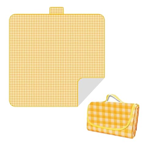 AWOCAN Große Picknick Decke Outdoor Strand Decke Matte Wasserdicht Faltbare 79"x79" für Strand Camping Reise Gras Park (Gelb) von AWOCAN