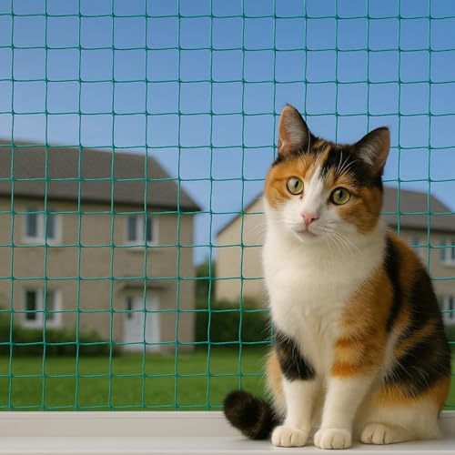 Awotex Katzennetz I 2 m x 3 m I Katzenschutz für Balkon mit 45 x 45 mm Maschenweite I extrem reißfestes & langlebiges Balkonnetz für Katzen mit 4 mm Materialstärke & 9 mm Randstärke von AWOTEX