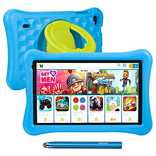 10.1”Kinder Tablet,2GB RAM 32GB ROM, Funtab Tablet Kinder Kindersicher KIDOZ APP& Google Play Vorinstalliert,Android 10 Tablet für Kinder mit Touchstift,Kindgerechter Hülle Blau von AWOW